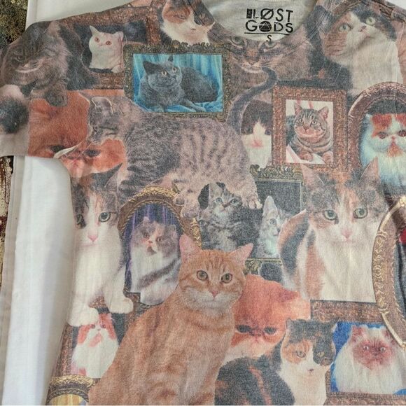 The Lost Gods Shirt Adult Small Cats All Over Print Short Sleeve Graphic Print - Picture 6 of 16
